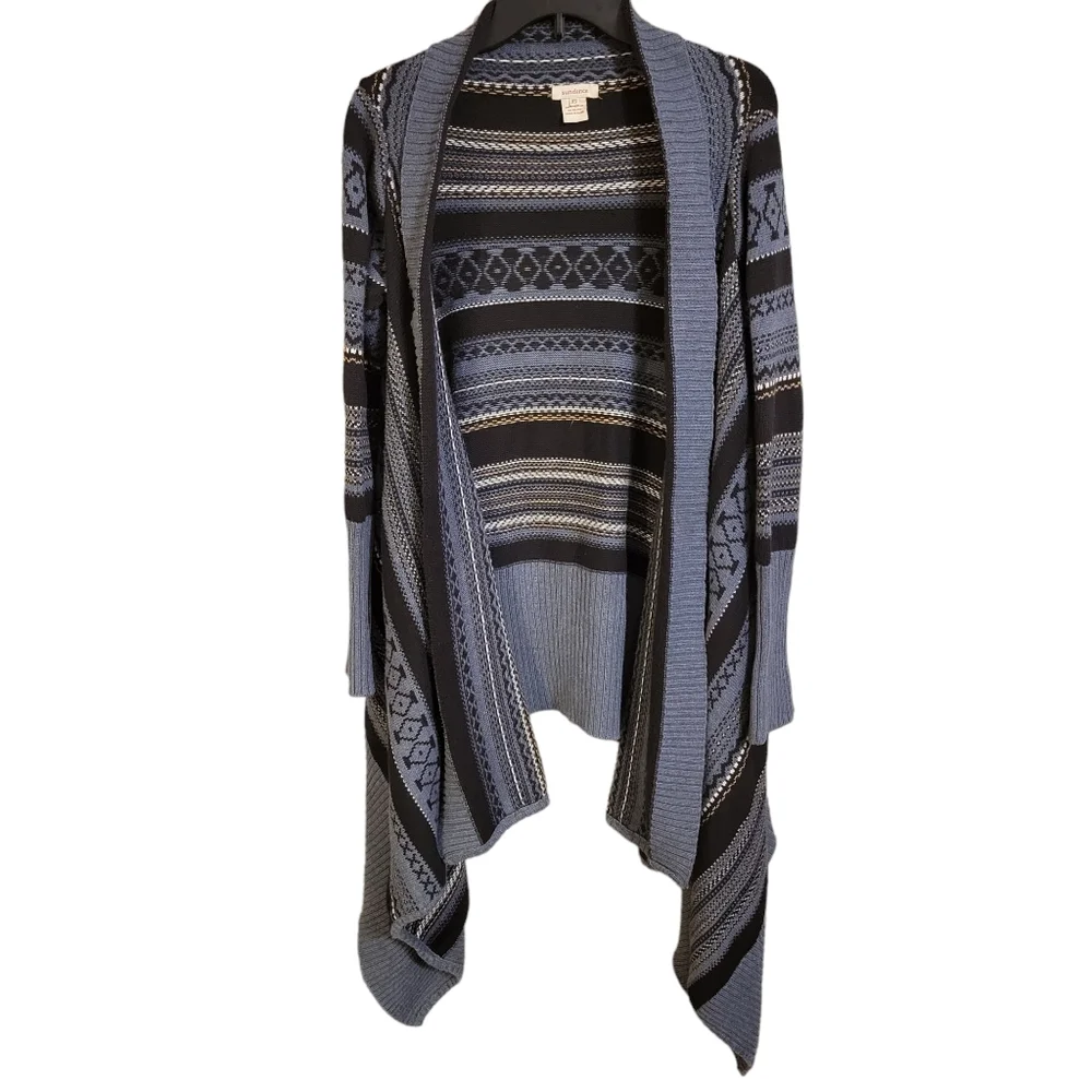Sundance Blue Striped Knit Cardigan Sweater